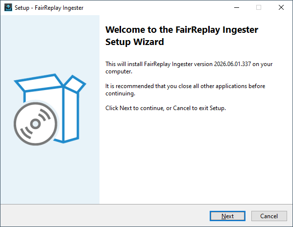 The setup wizard welcome page